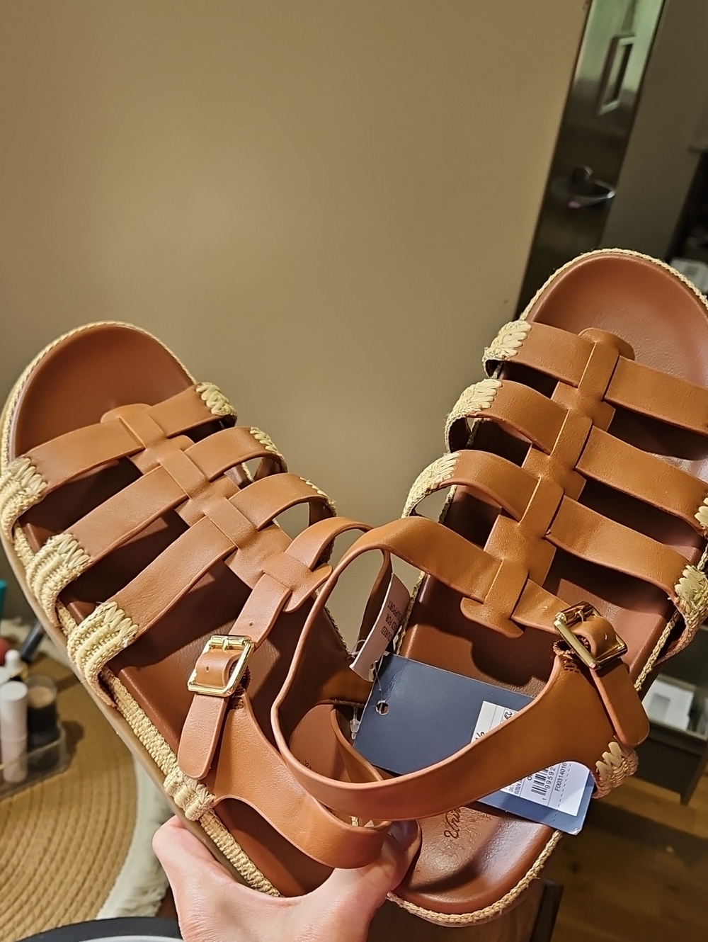 Universal Thread Tan Strappy Braided Espadrille Sandals